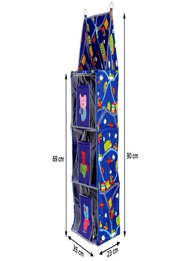 Unique Ideas Kids/Children Foldable 3 Shelf Hanging Wardrobe Design & Print May Vary.(Blue),1 Count - Image 5